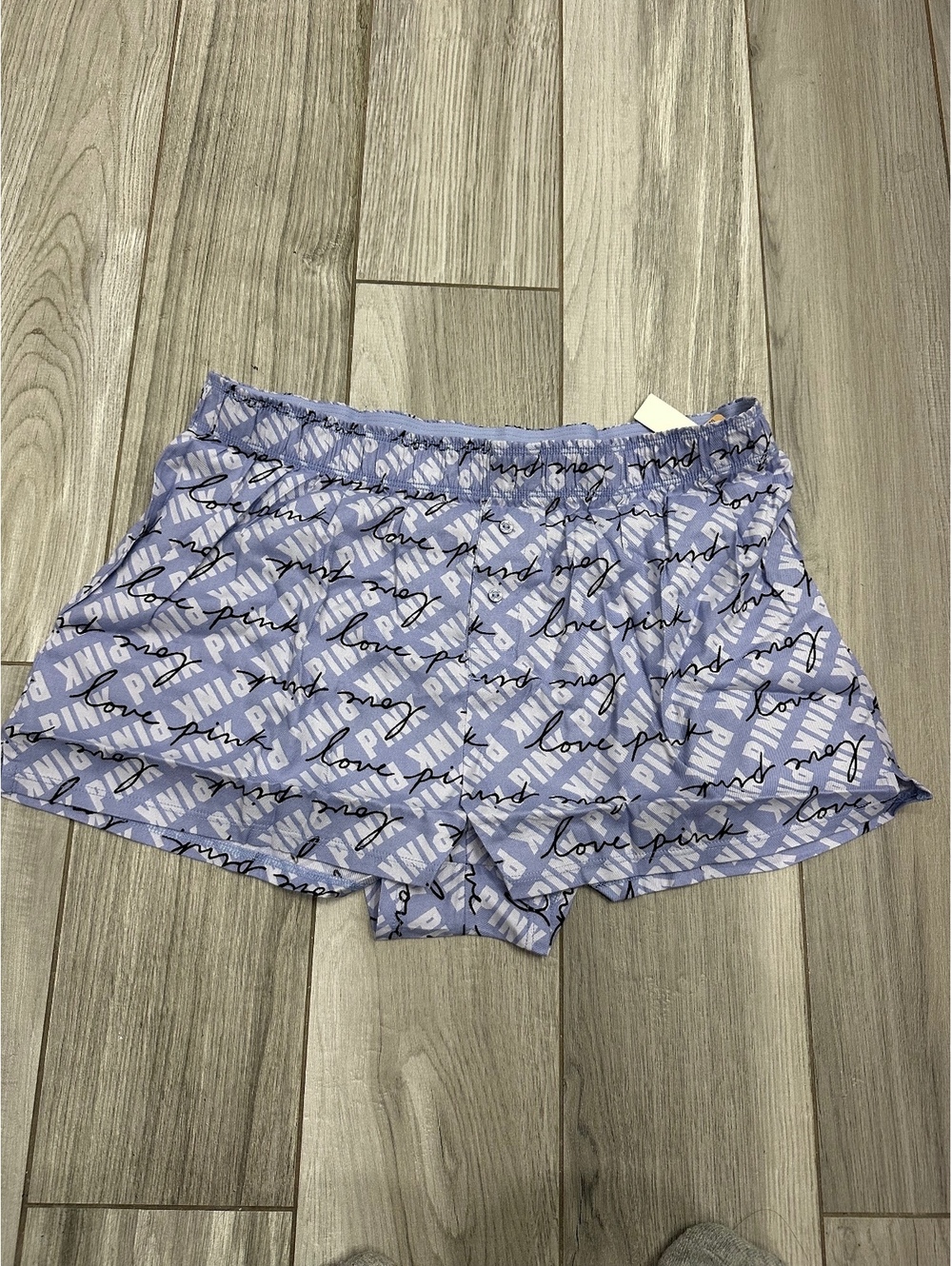 Pink Brand Light Blue Logo Print Boxer Shorts Size M